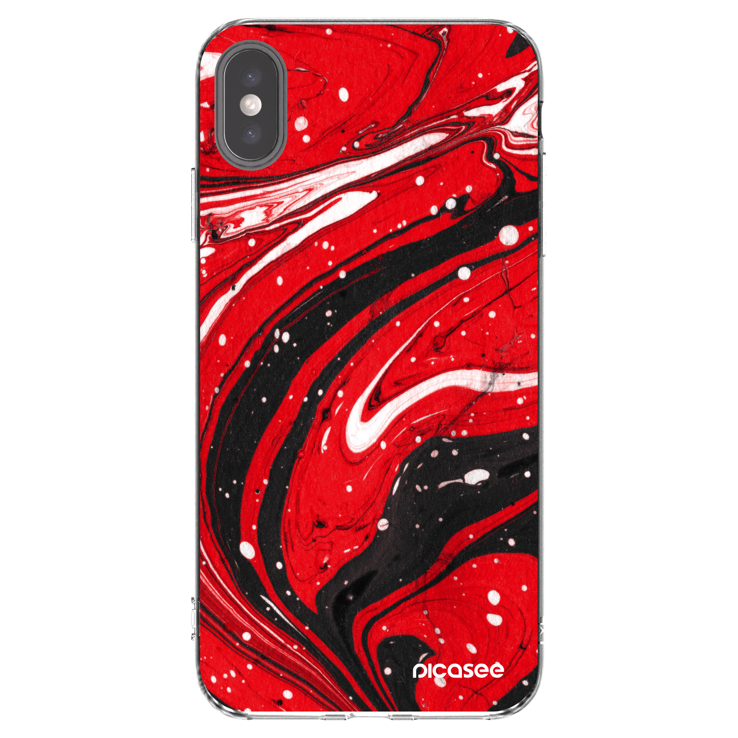 Picasee átlátszó szilikon tok az alábbi mobiltelefonokra Apple iPhone XS Max - Red black