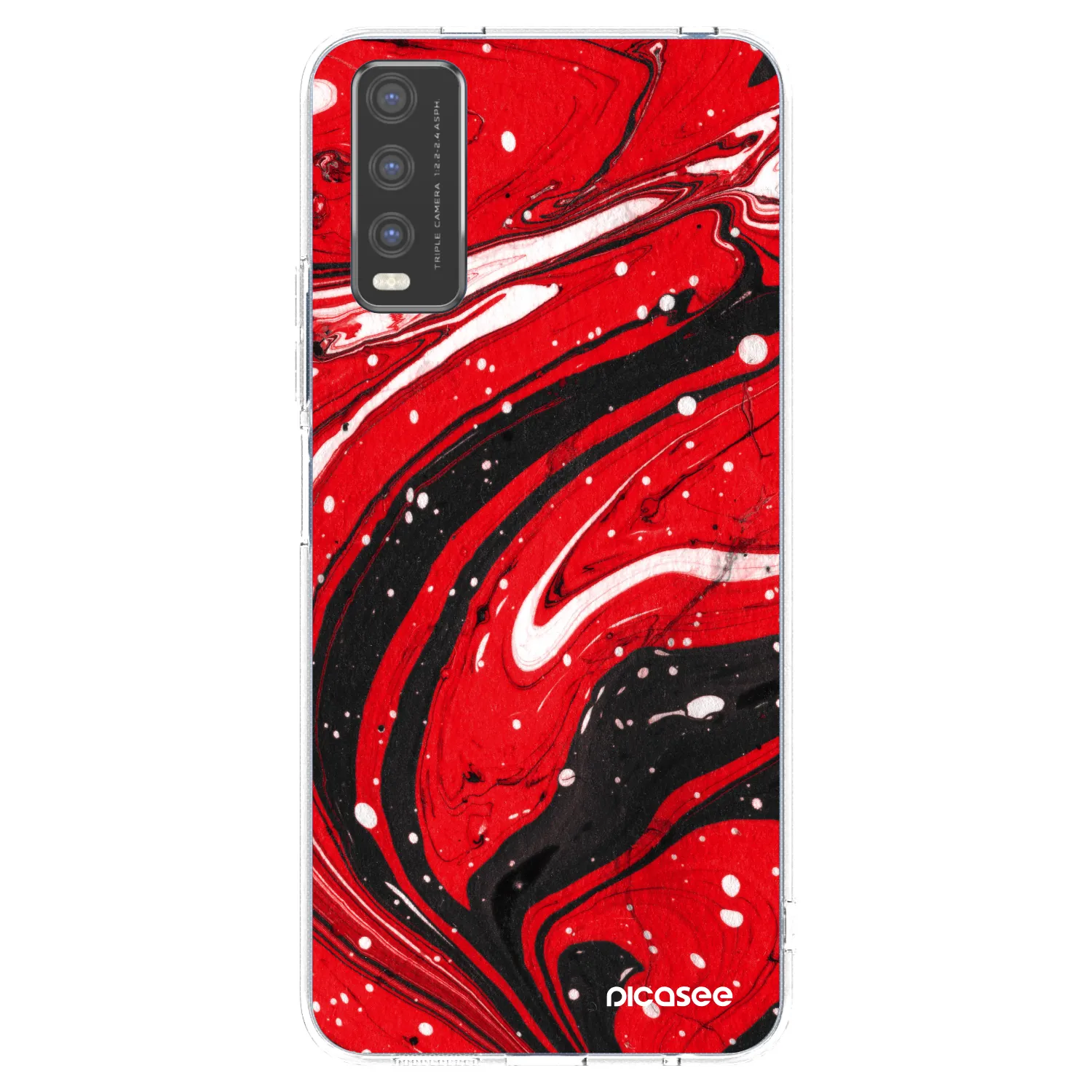 Picasee átlátszó szilikon tok az alábbi mobiltelefonokra Vivo Y20s - Red black