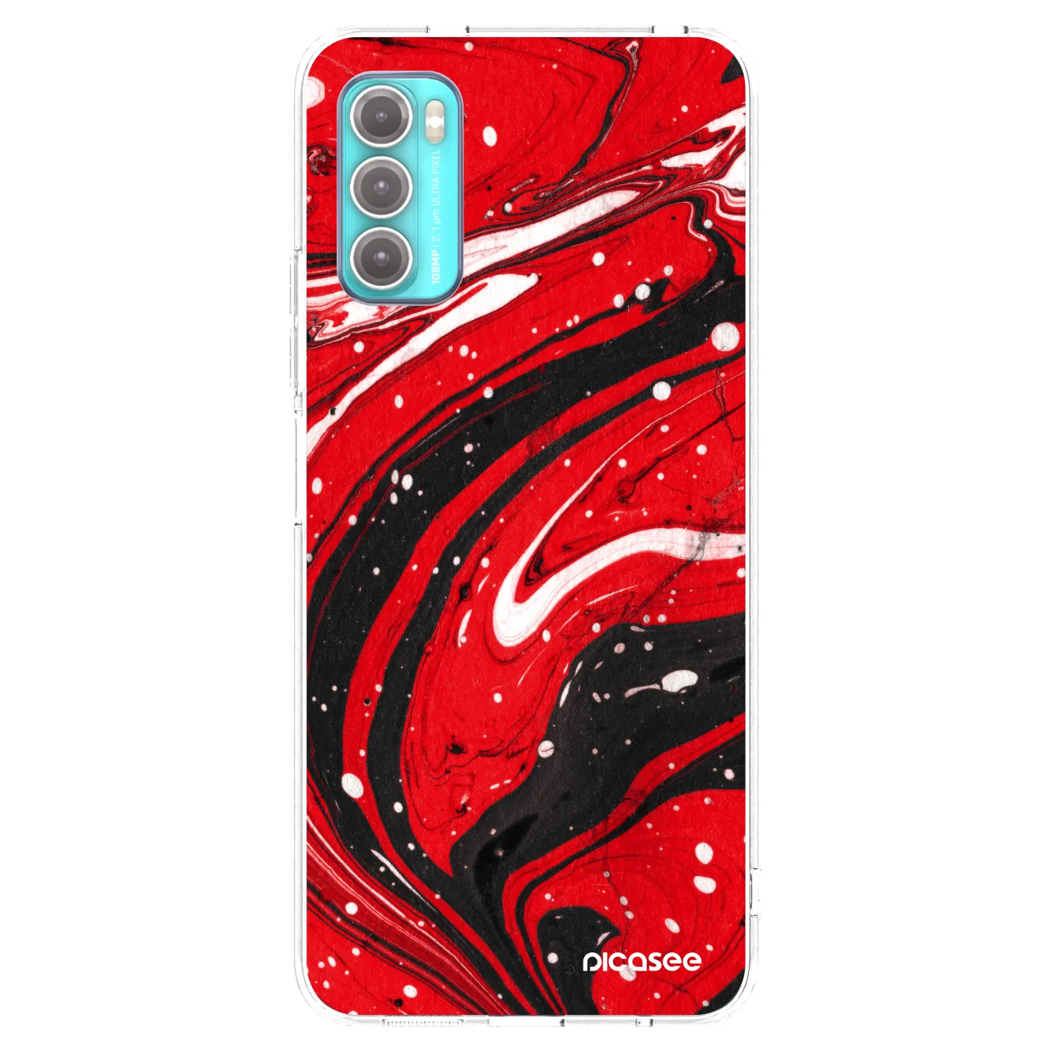Picasee átlátszó szilikon tok az alábbi mobiltelefonokra Motorola Moto G60 - Red black