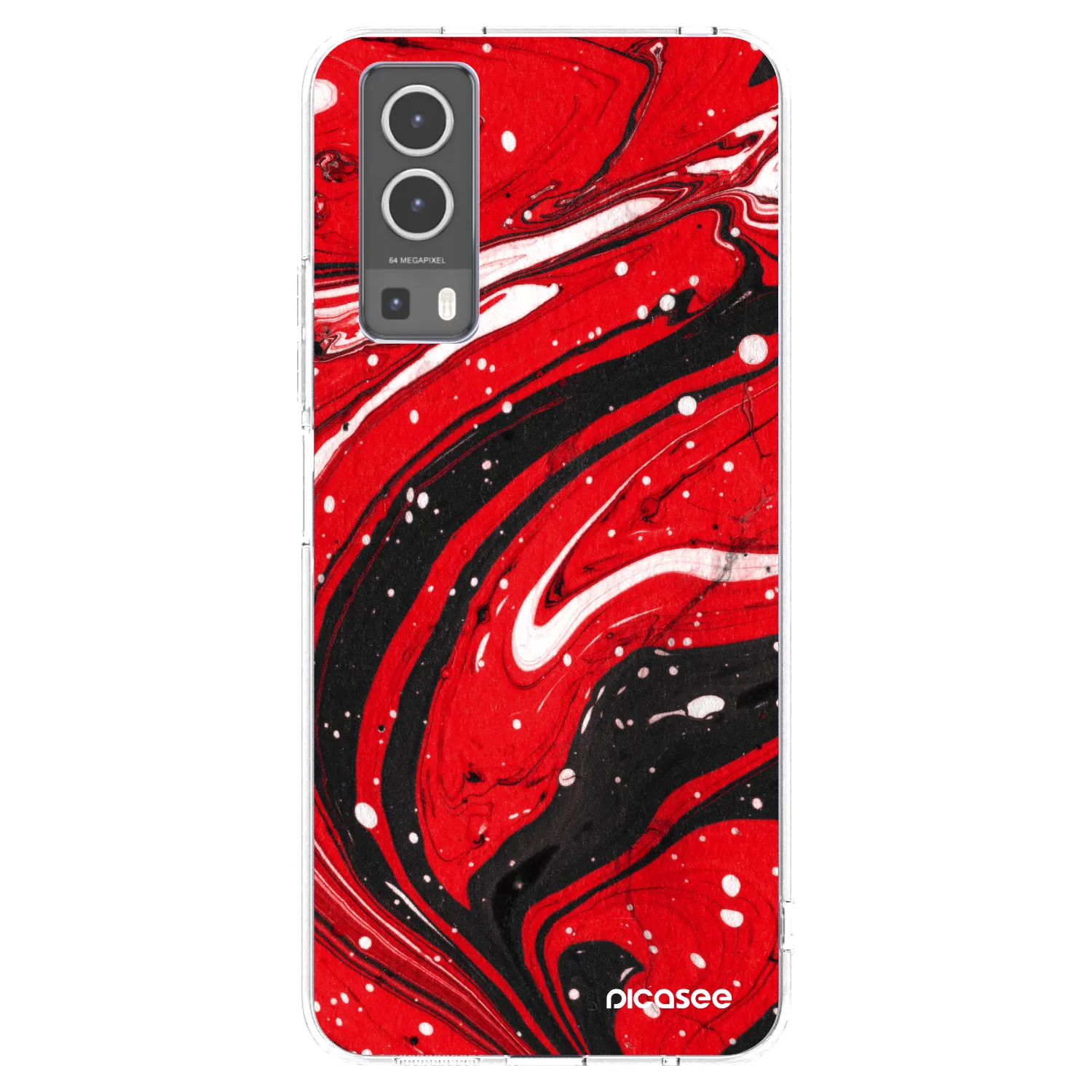 Picasee átlátszó szilikon tok az alábbi mobiltelefonokra Vivo Y72 5G - Red black