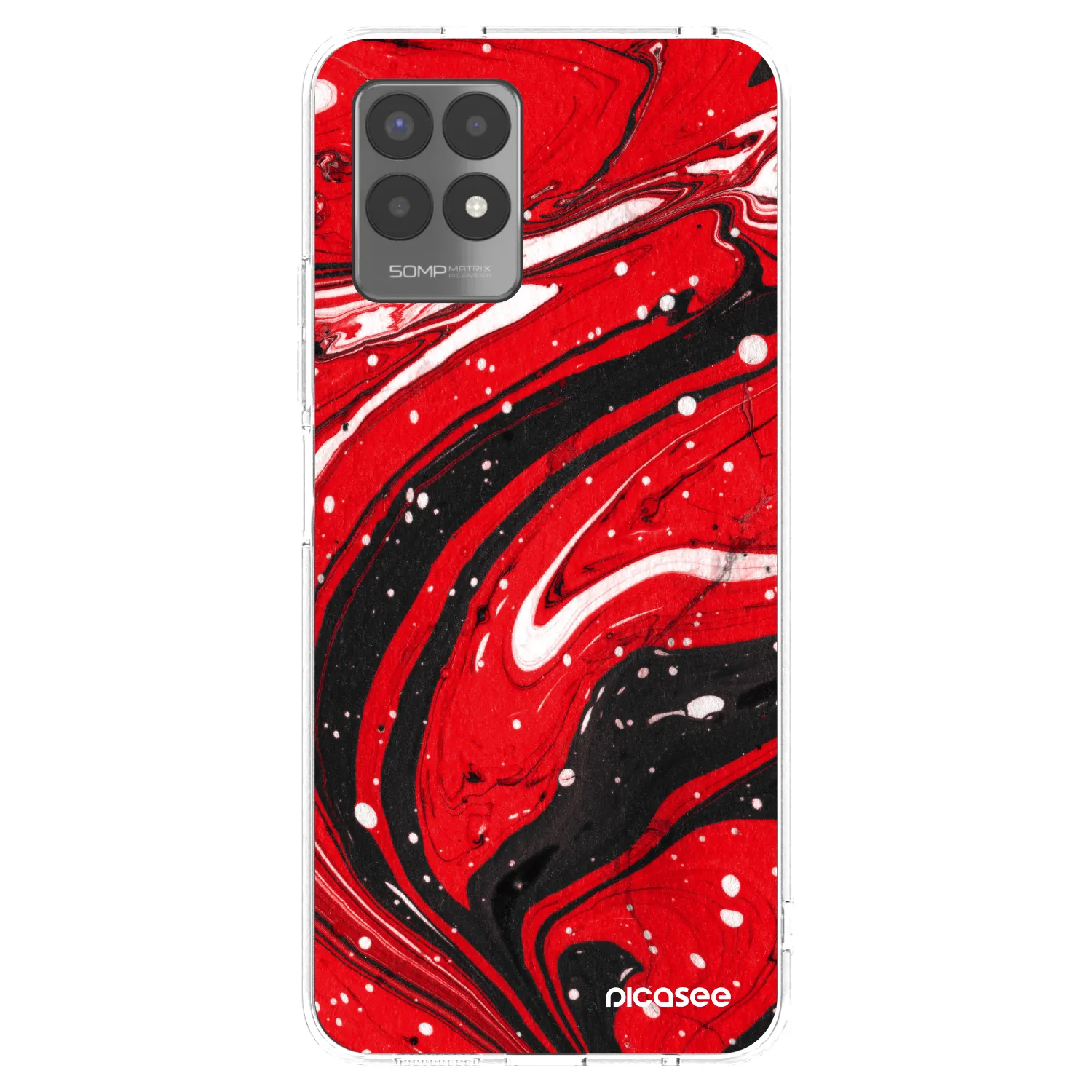 Picasee átlátszó szilikon tok az alábbi mobiltelefonokra Realme 8i - Red black