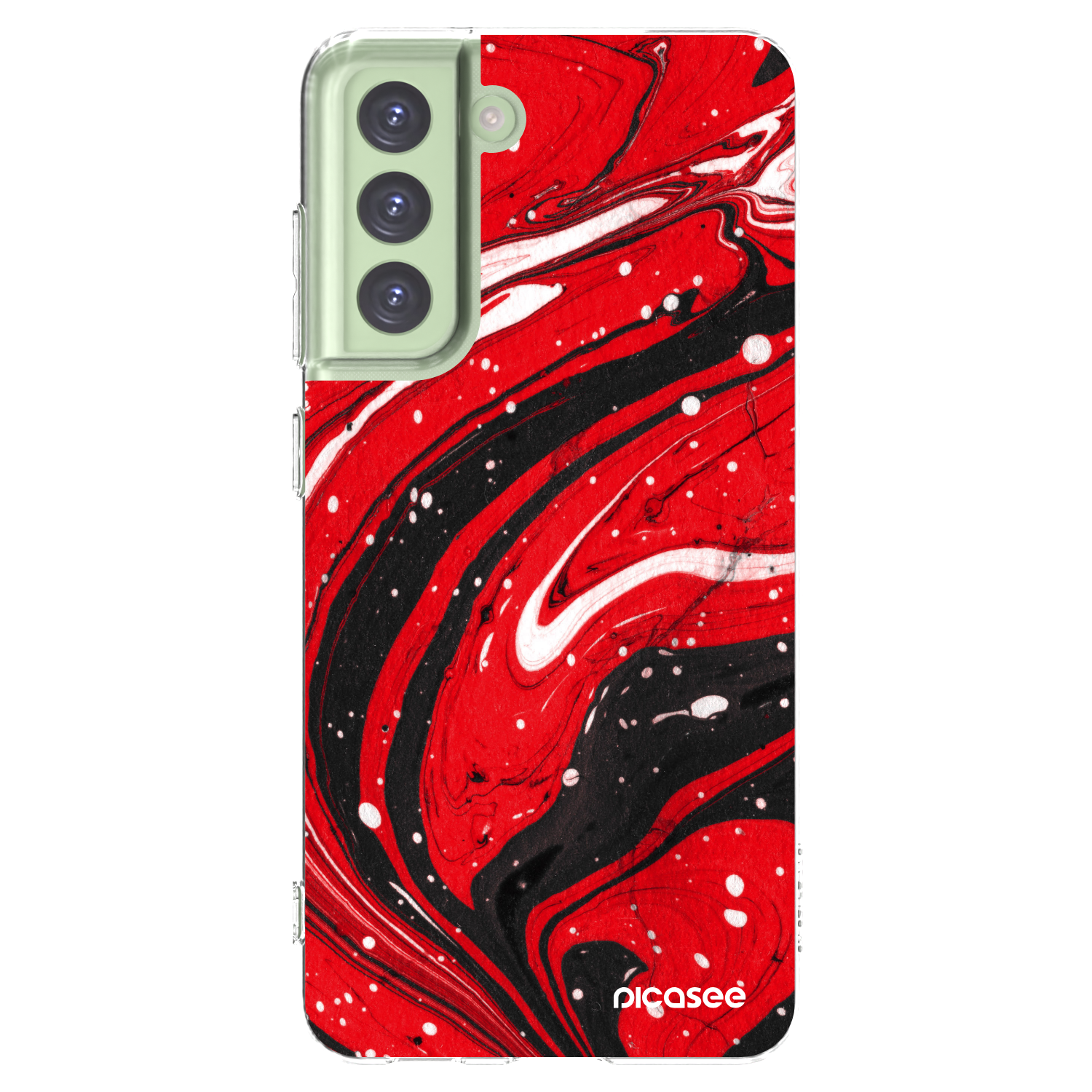 Picasee átlátszó szilikon tok az alábbi mobiltelefonokra Samsung Galaxy S21 FE 5G - Red black