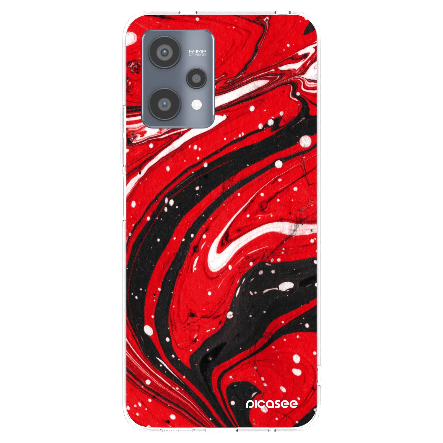 Picasee átlátszó szilikon tok az alábbi mobiltelefonokra Realme 9 Pro 5G - Red black
