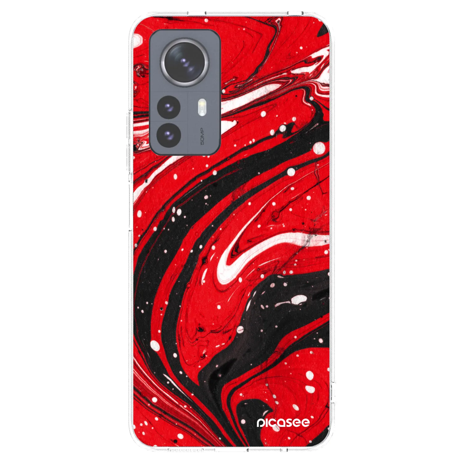 Picasee átlátszó szilikon tok az alábbi mobiltelefonokra Xiaomi 12 Pro - Red black