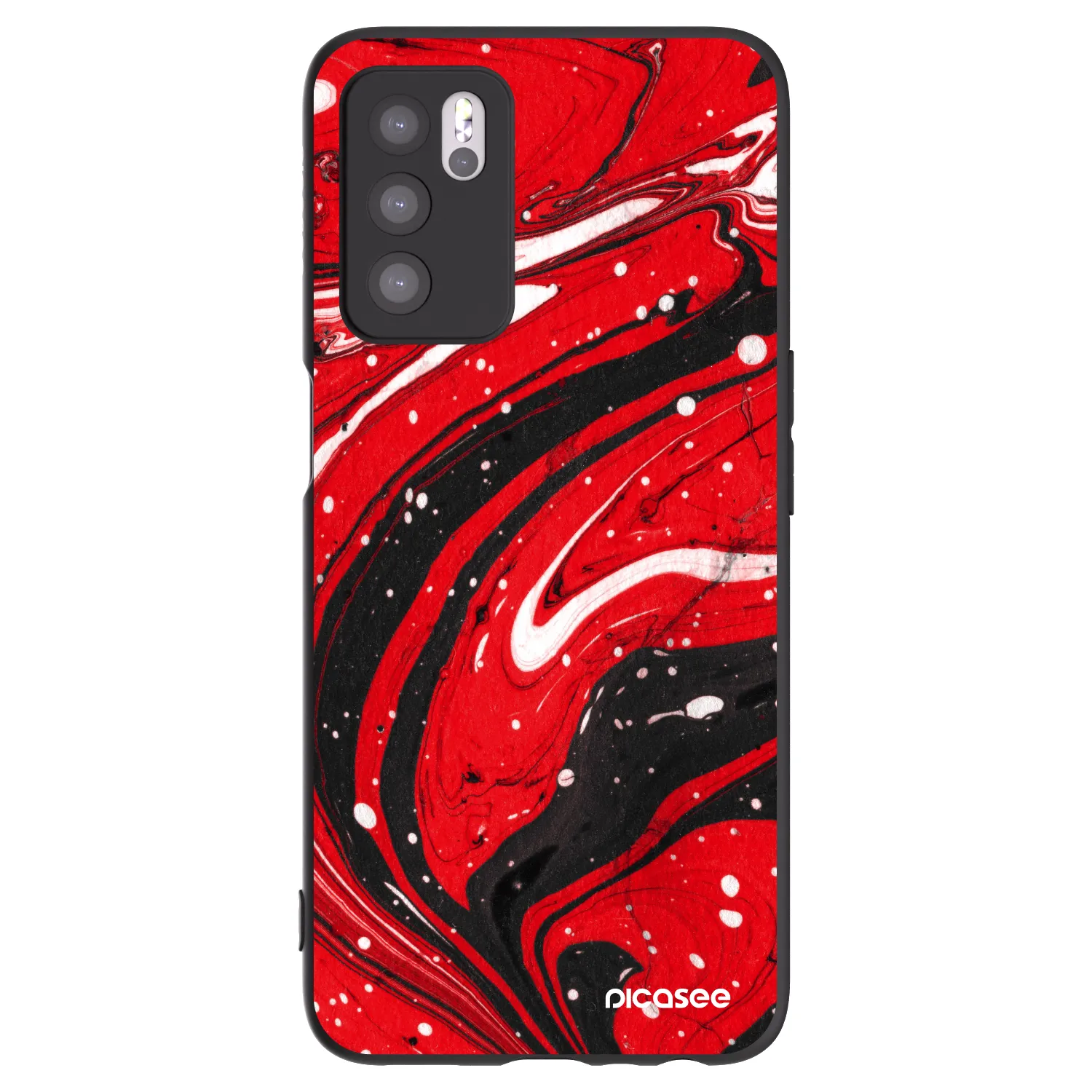 Picasee fekete szilikon tok az alábbi mobiltelefonokra OPPO A16s - Red black