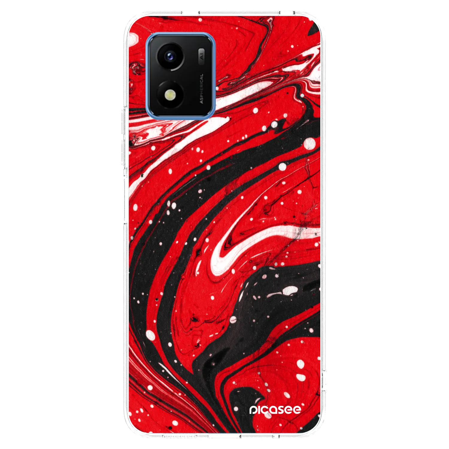 Picasee átlátszó szilikon tok az alábbi mobiltelefonokra Vivo Y01 - Red black