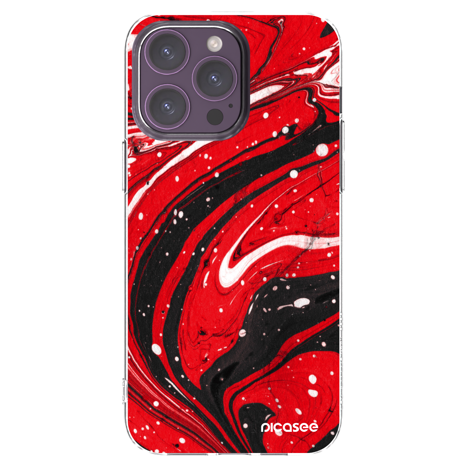 Picasee átlátszó szilikon tok az alábbi mobiltelefonokra Apple iPhone 14 Pro Max - Red black