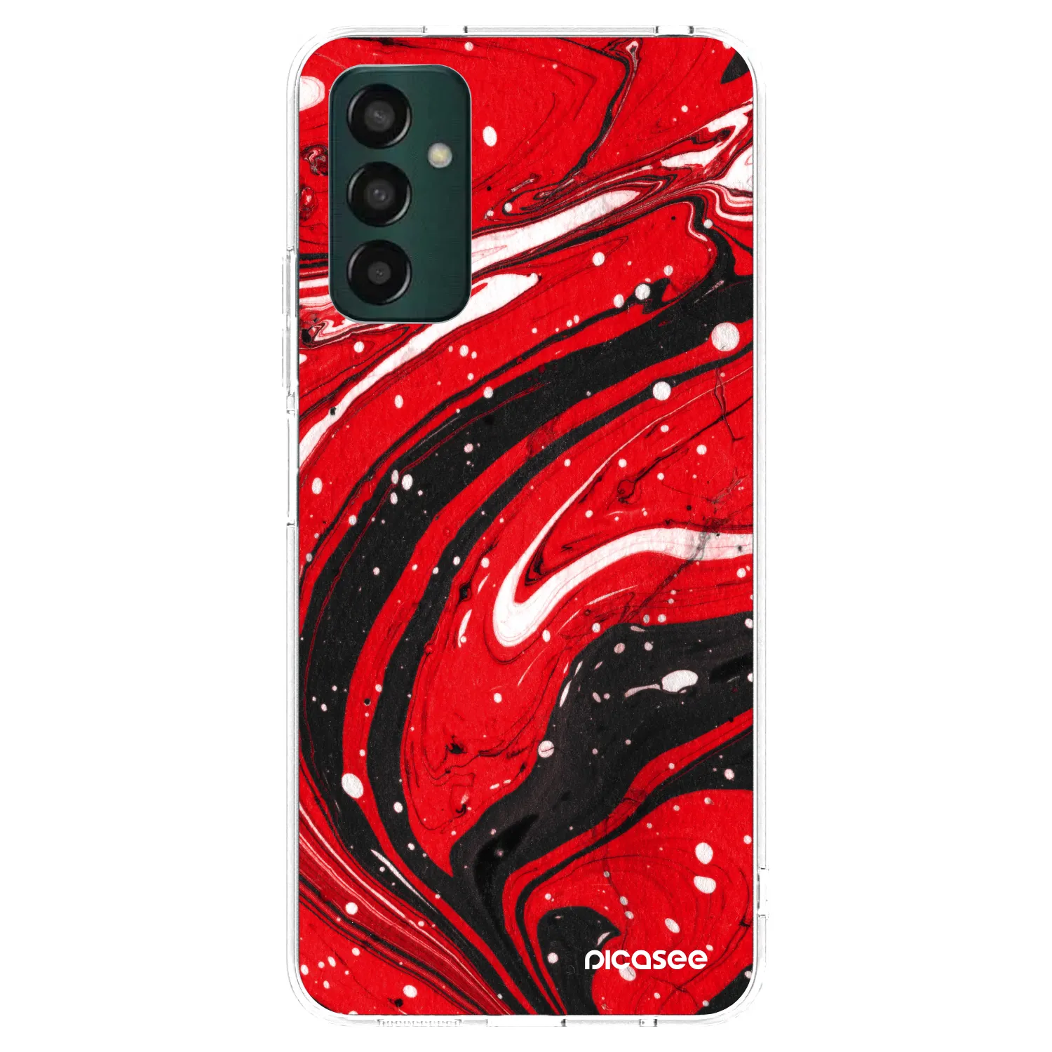 Picasee átlátszó szilikon tok az alábbi mobiltelefonokra Samsung Galaxy M13 M135F - Red black