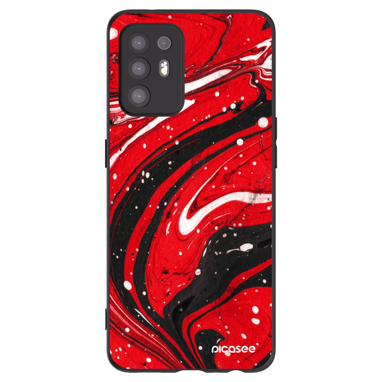 Picasee fekete szilikon tok az alábbi mobiltelefonokra OPPO A94 5G - Red black