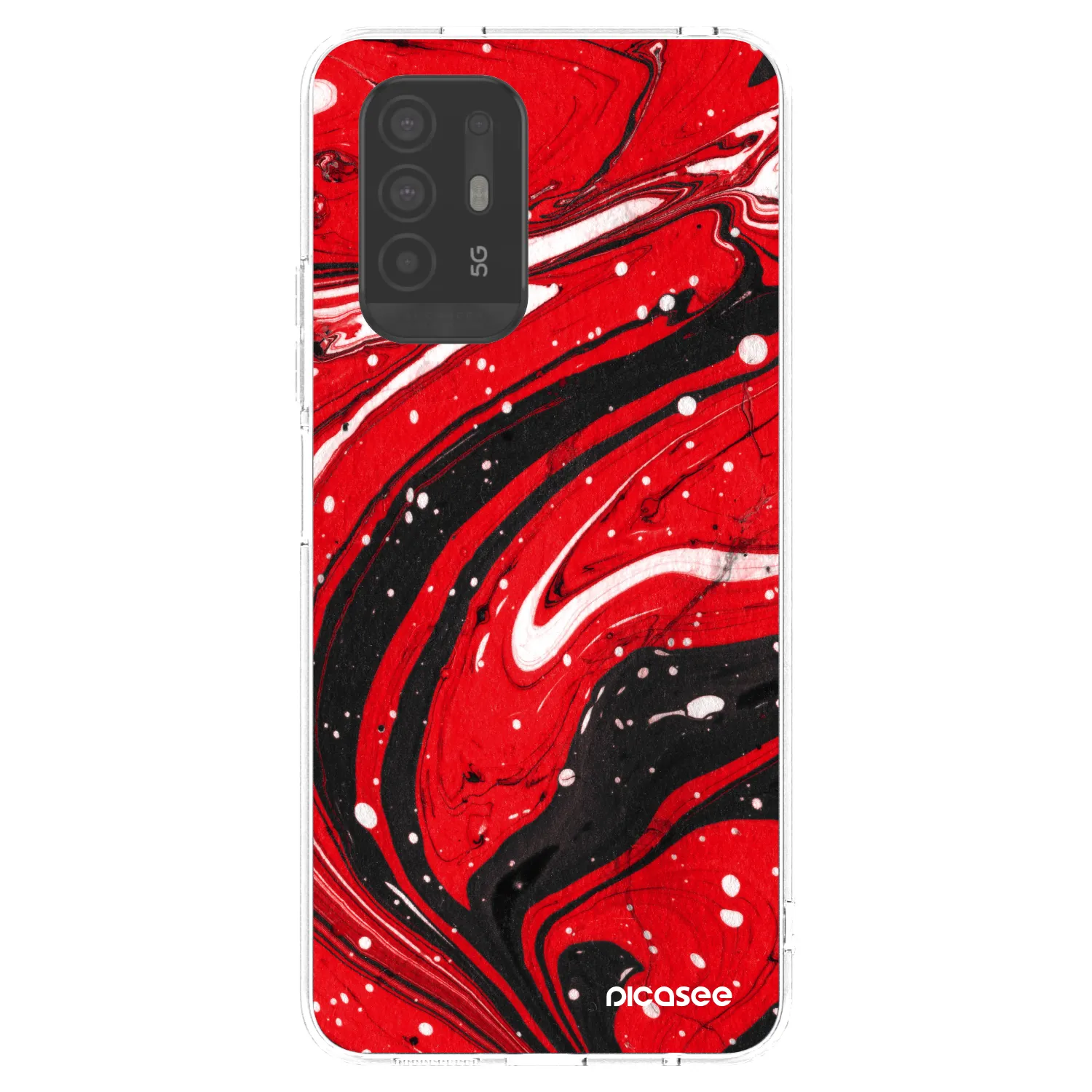 Picasee átlátszó szilikon tok az alábbi mobiltelefonokra OPPO A94 5G - Red black