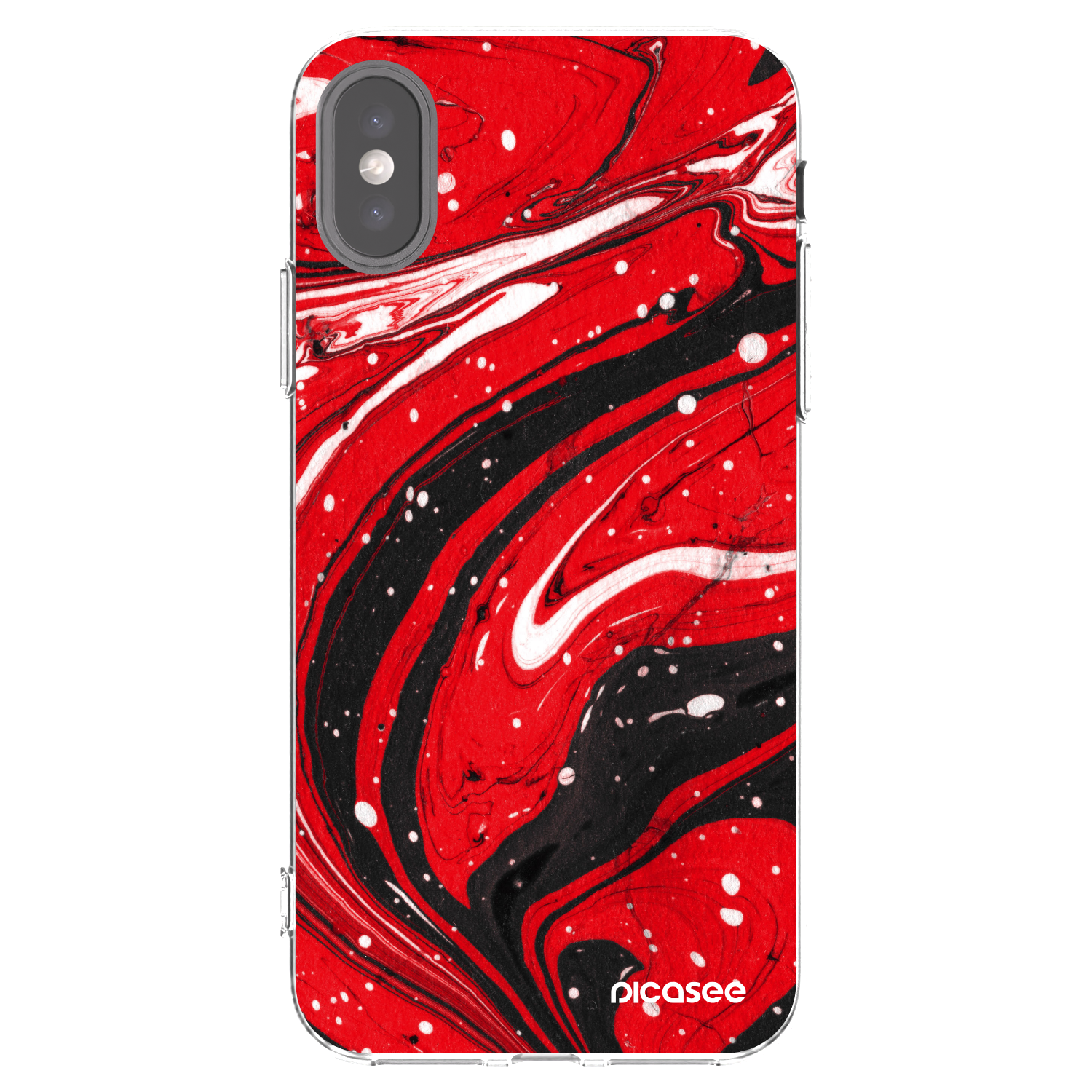 Picasee átlátszó szilikon tok az alábbi mobiltelefonokra Apple iPhone X/XS - Red black