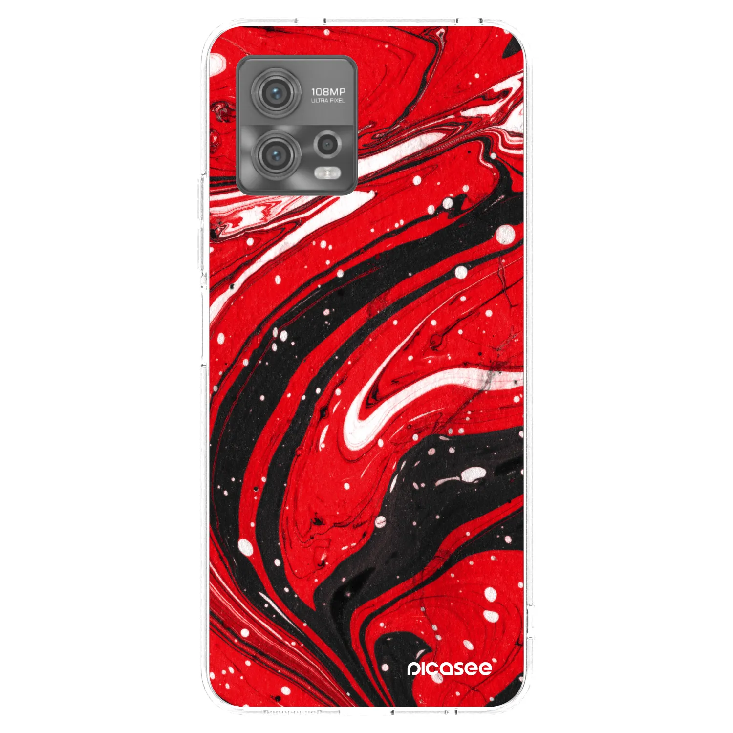 Picasee átlátszó szilikon tok az alábbi mobiltelefonokra Motorola Moto G72 - Red black