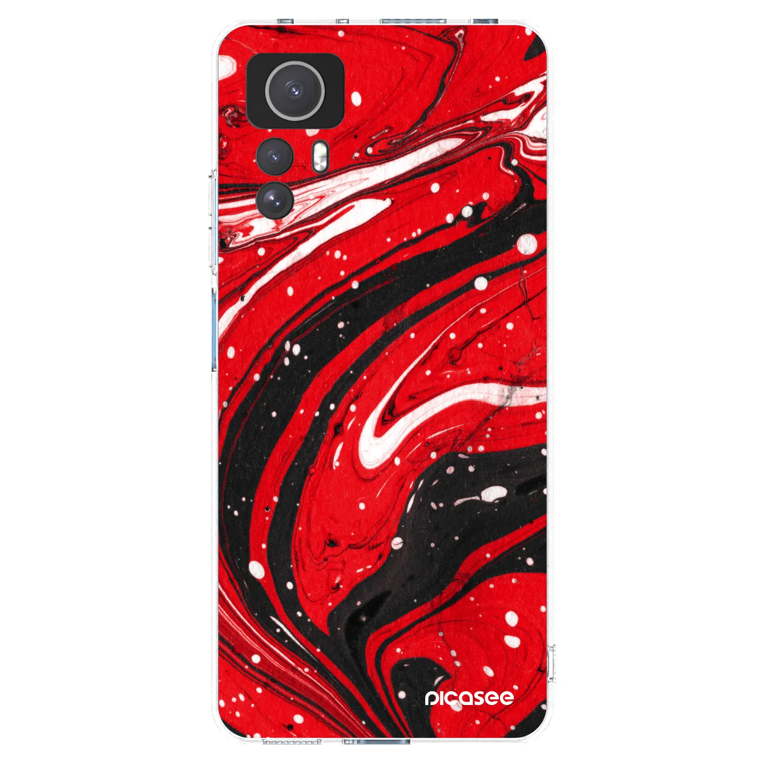 Picasee átlátszó szilikon tok az alábbi mobiltelefonokra Xiaomi Redmi Note 12S - Red black