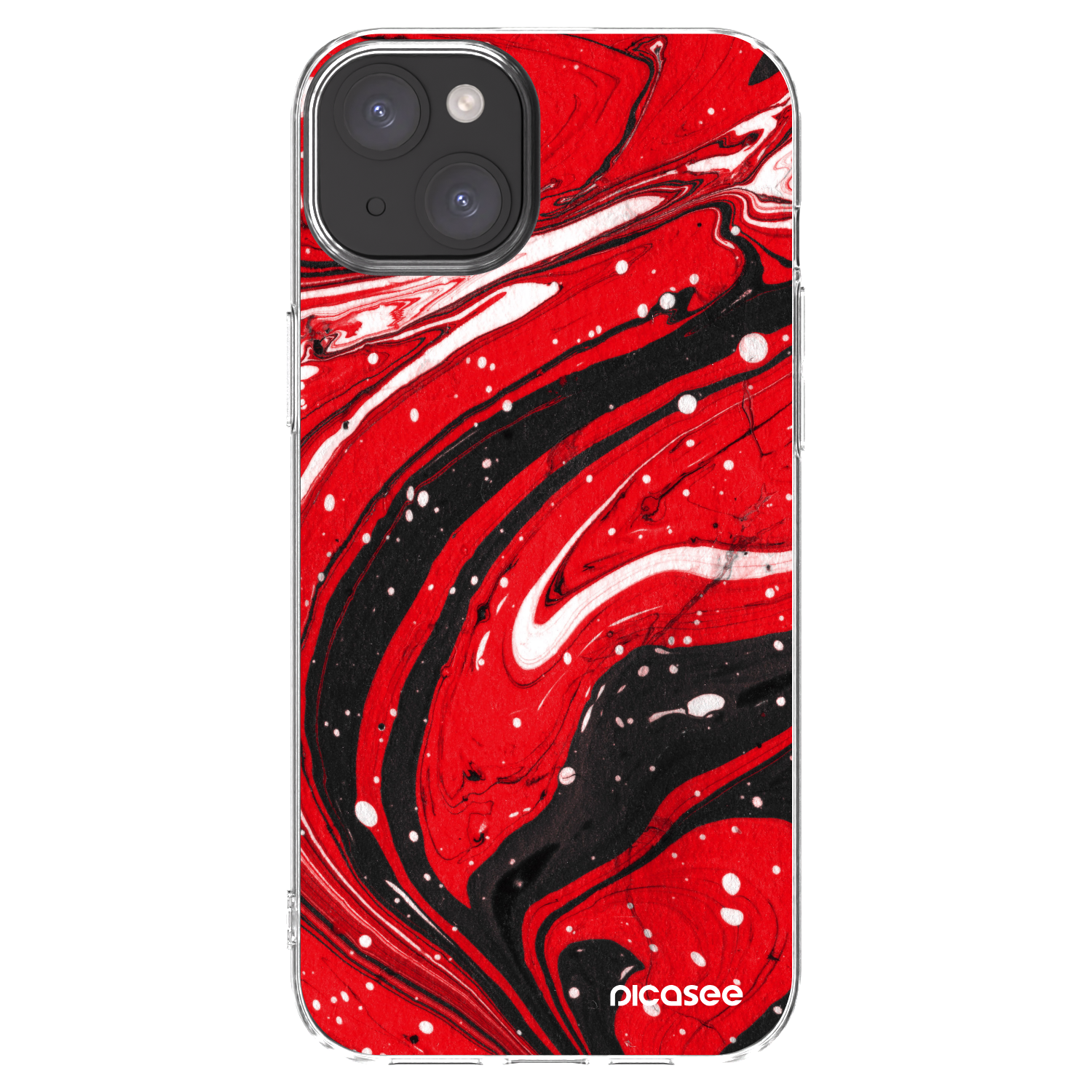 Picasee átlátszó szilikon tok az alábbi mobiltelefonokra Apple iPhone 15 Plus - Red black
