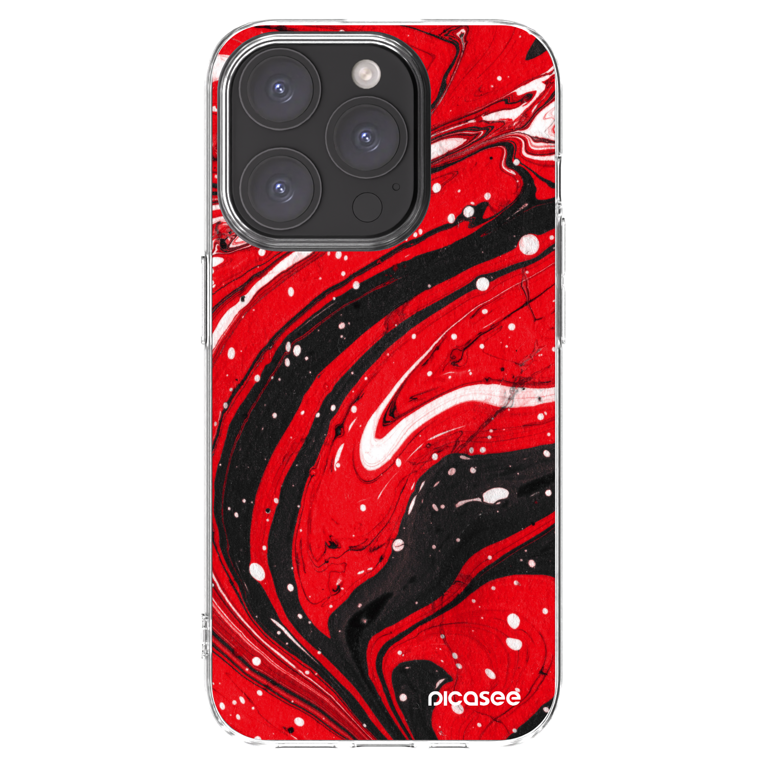 Picasee átlátszó szilikon tok az alábbi mobiltelefonokra Apple iPhone 15 Pro - Red black