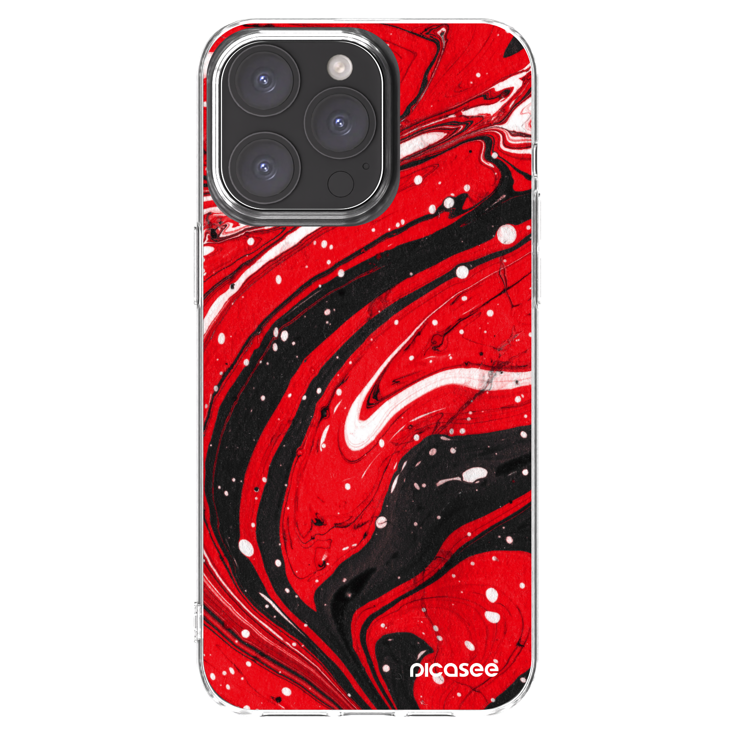 Picasee átlátszó szilikon tok az alábbi mobiltelefonokra Apple iPhone 15 Pro Max - Red black