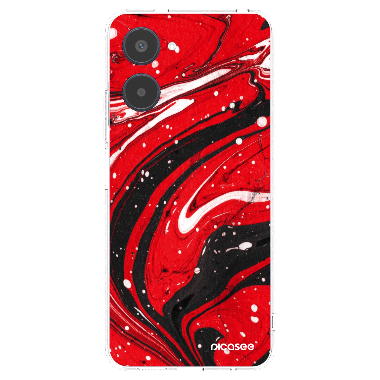 Picasee átlátszó szilikon tok az alábbi mobiltelefonokra Realme 10 4G - Red black