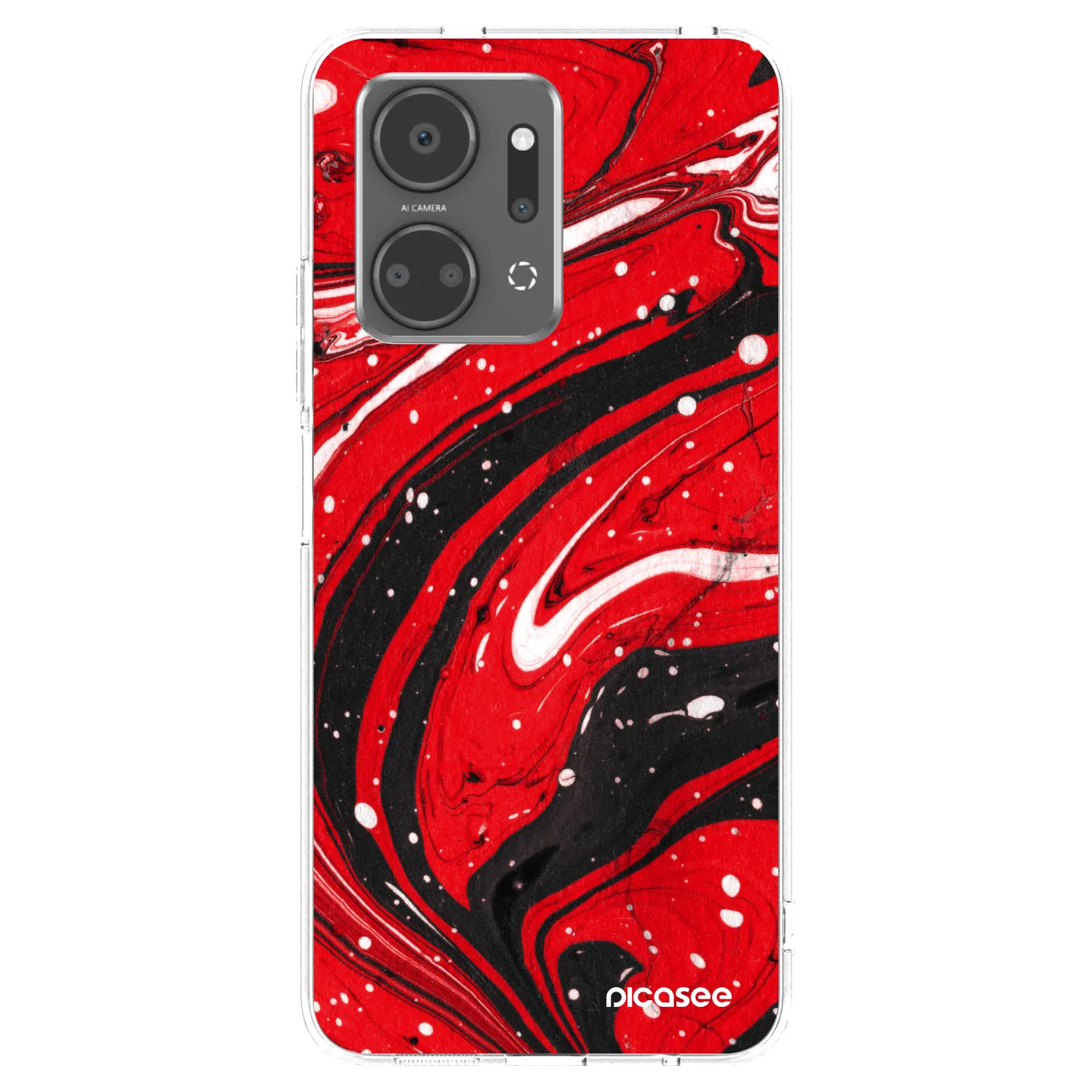 Picasee átlátszó szilikon tok az alábbi mobiltelefonokra Honor X7a - Red black