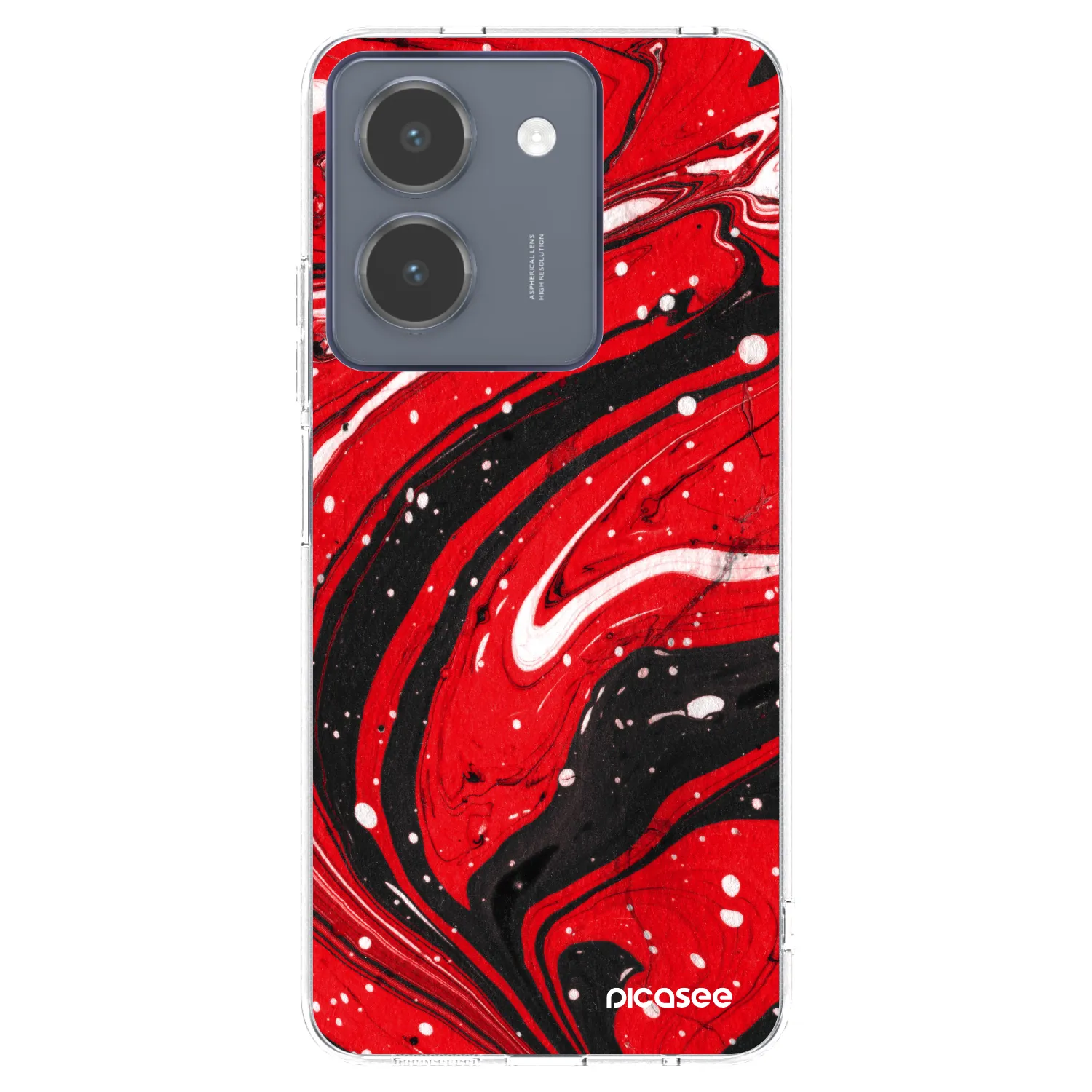Picasee átlátszó szilikon tok az alábbi mobiltelefonokra Vivo Y36 4G - Red black
