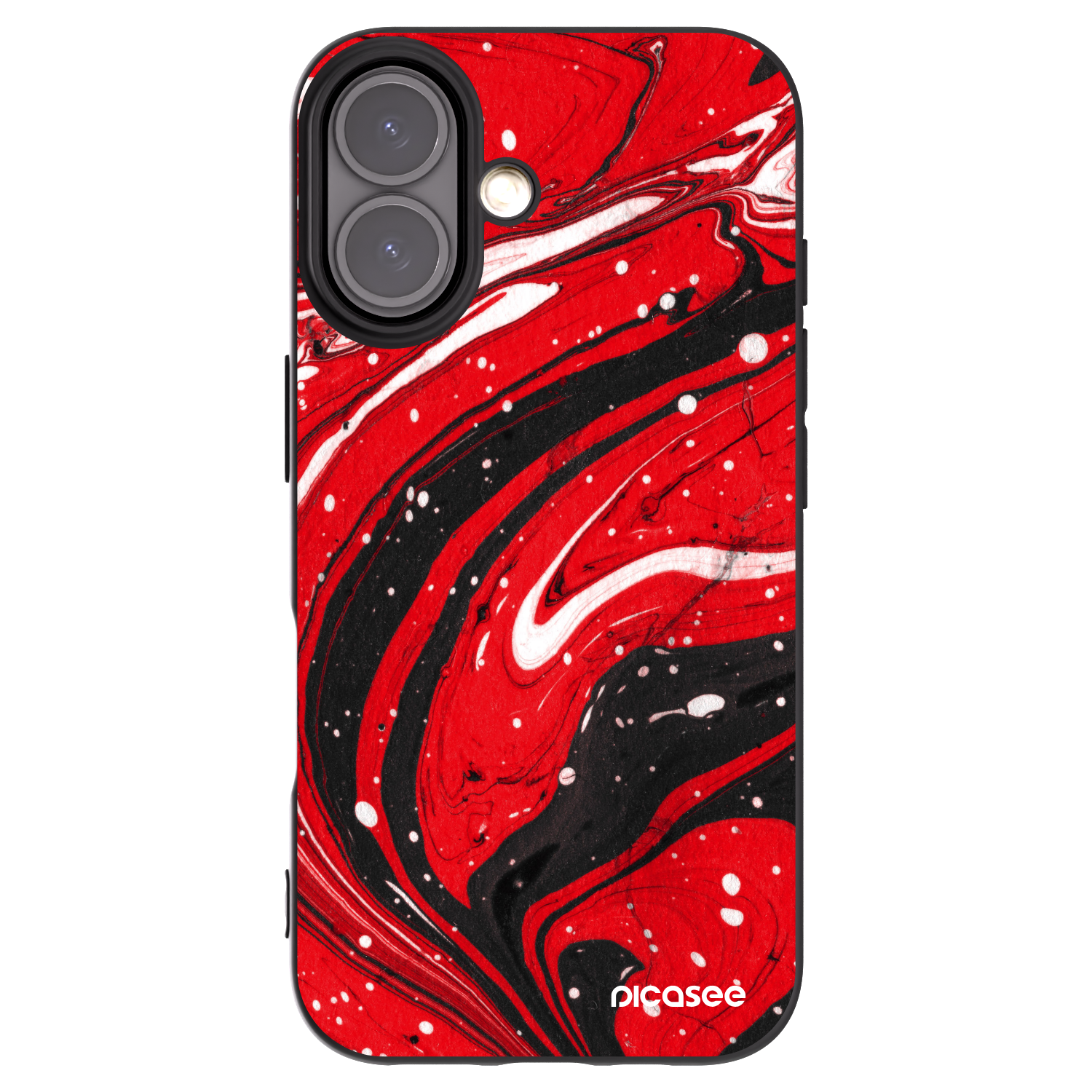 Picasee fekete szilikon tok az alábbi mobiltelefonokra Apple iPhone 16 - Red black