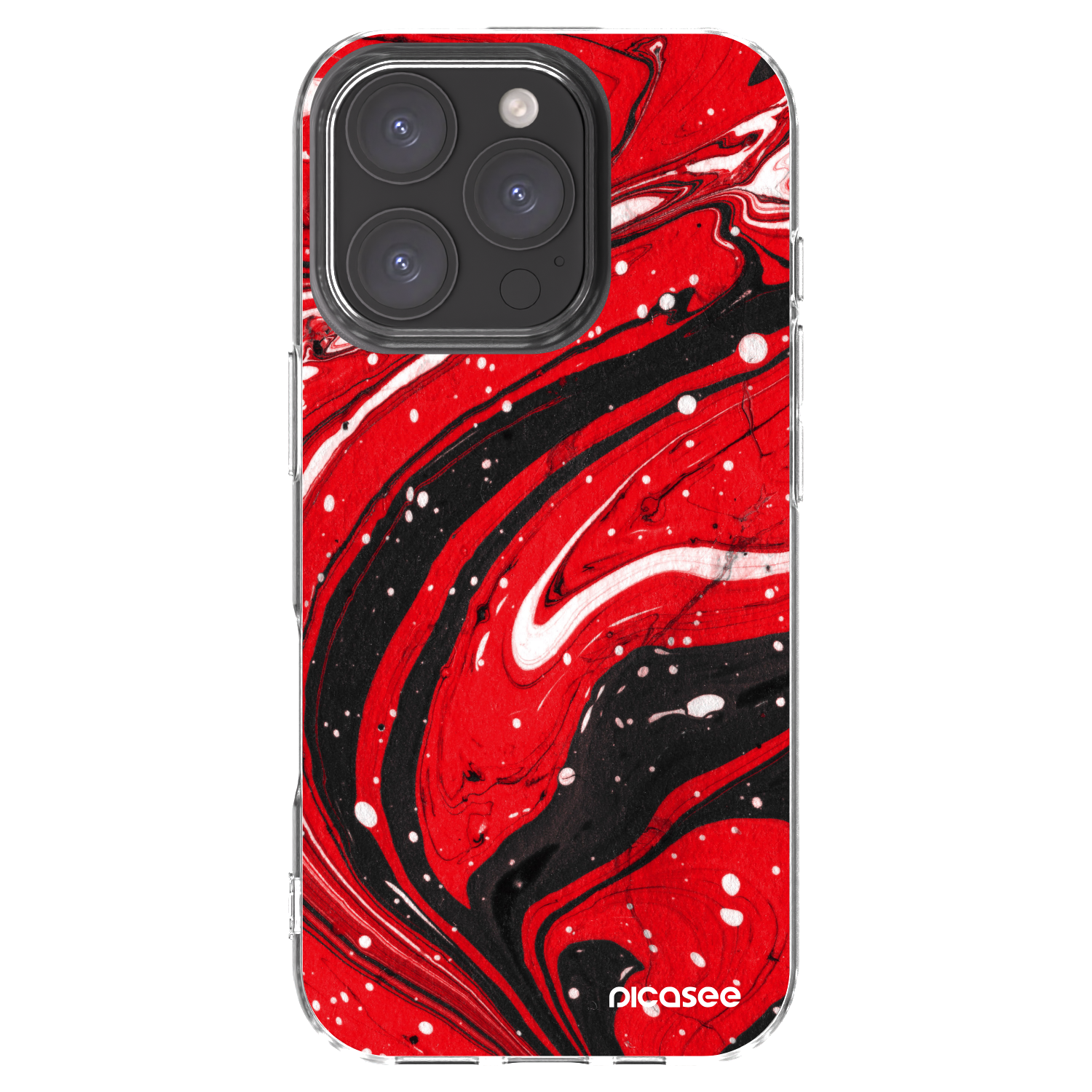 Picasee átlátszó szilikon tok az alábbi mobiltelefonokra Apple iPhone 16 Pro - Red black
