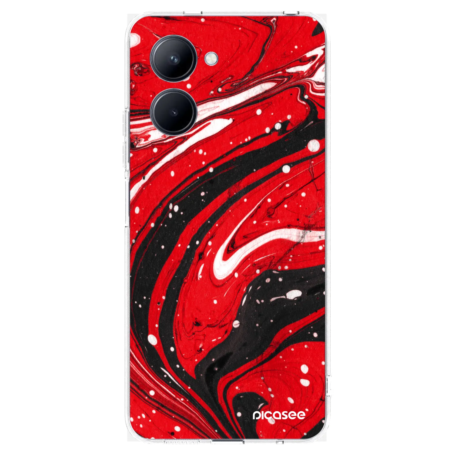 Picasee átlátszó szilikon tok az alábbi mobiltelefonokra Realme C33 (2023) - Red black