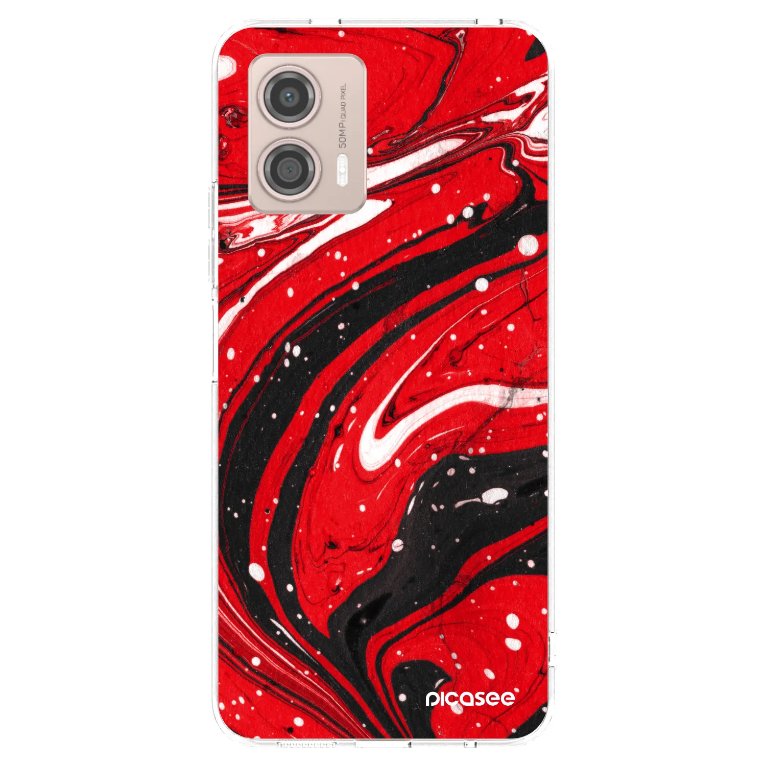 Picasee átlátszó szilikon tok az alábbi mobiltelefonokra Motorola Moto G53 5G - Red black