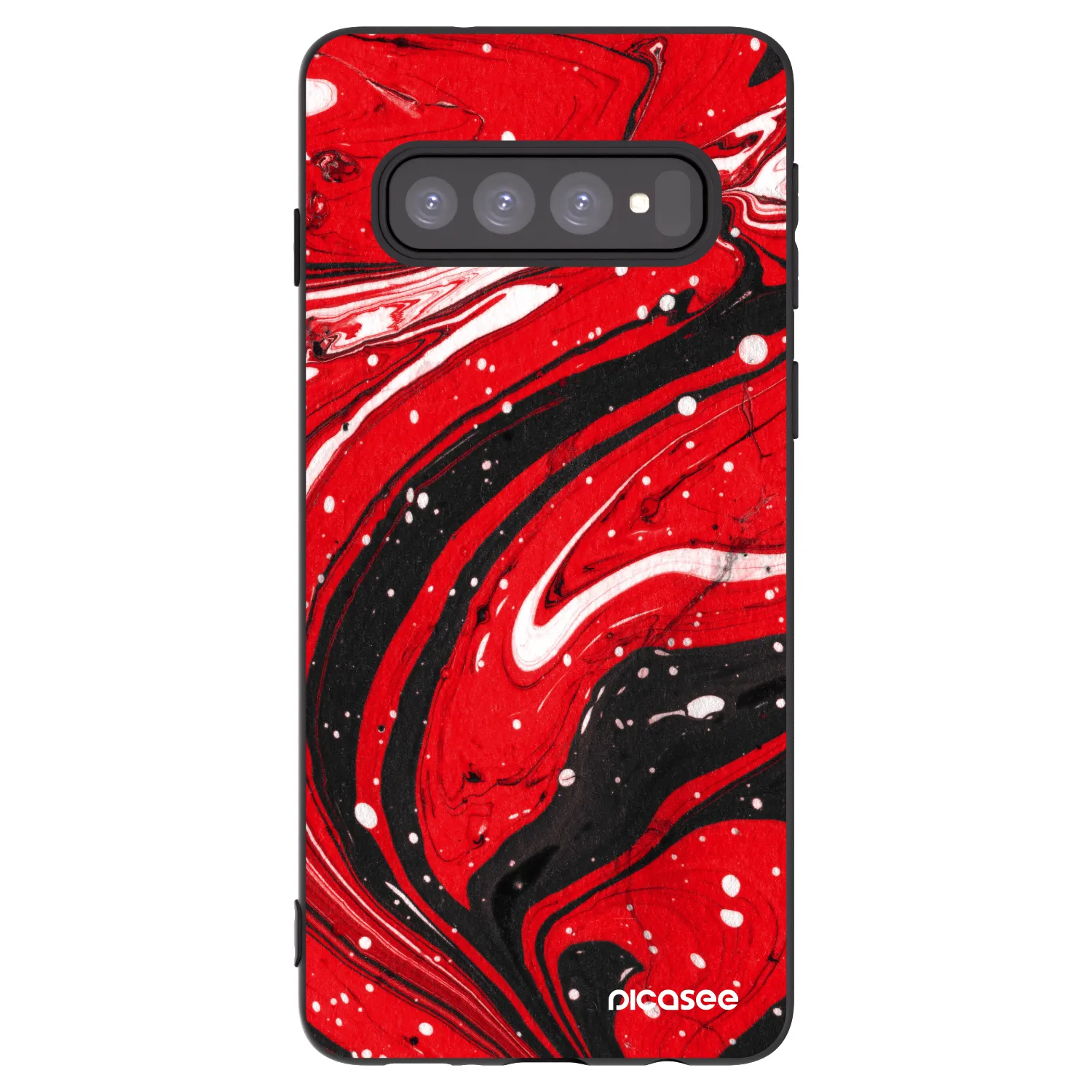 Picasee fekete szilikon tok az alábbi mobiltelefonokra Samsung Galaxy S10 G973 - Red black