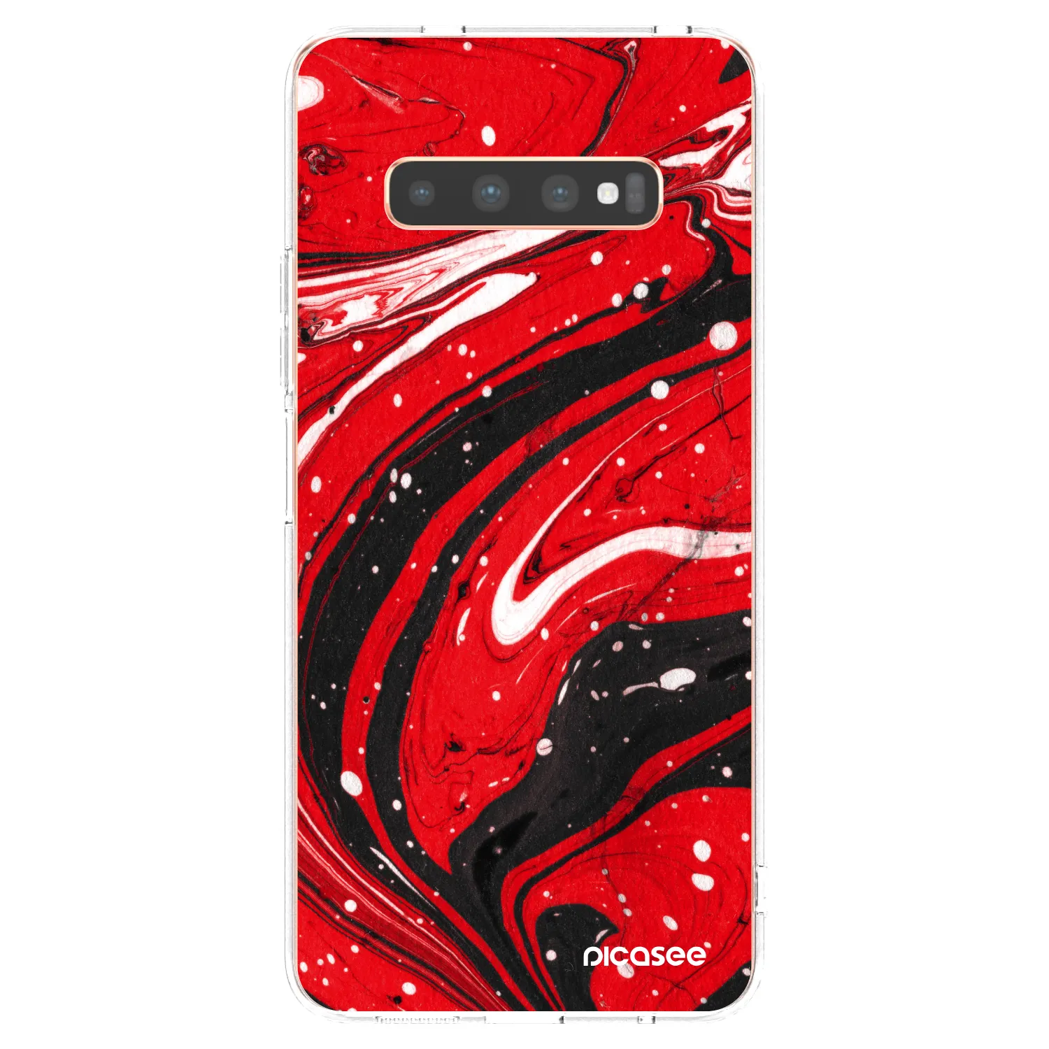 Picasee átlátszó szilikon tok az alábbi mobiltelefonokra Samsung Galaxy S10 Plus G975 - Red black
