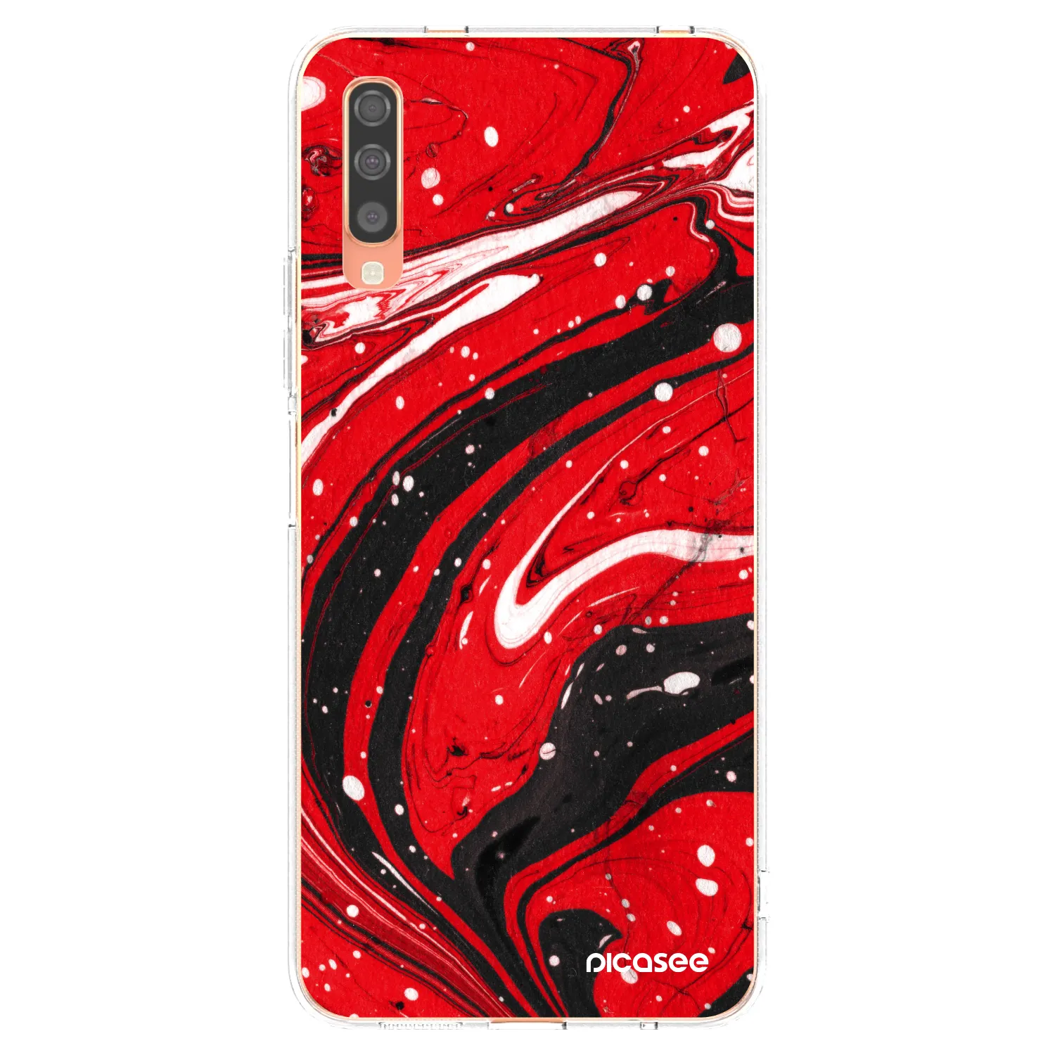 Picasee átlátszó szilikon tok az alábbi mobiltelefonokra Samsung Galaxy A70 A705F - Red black