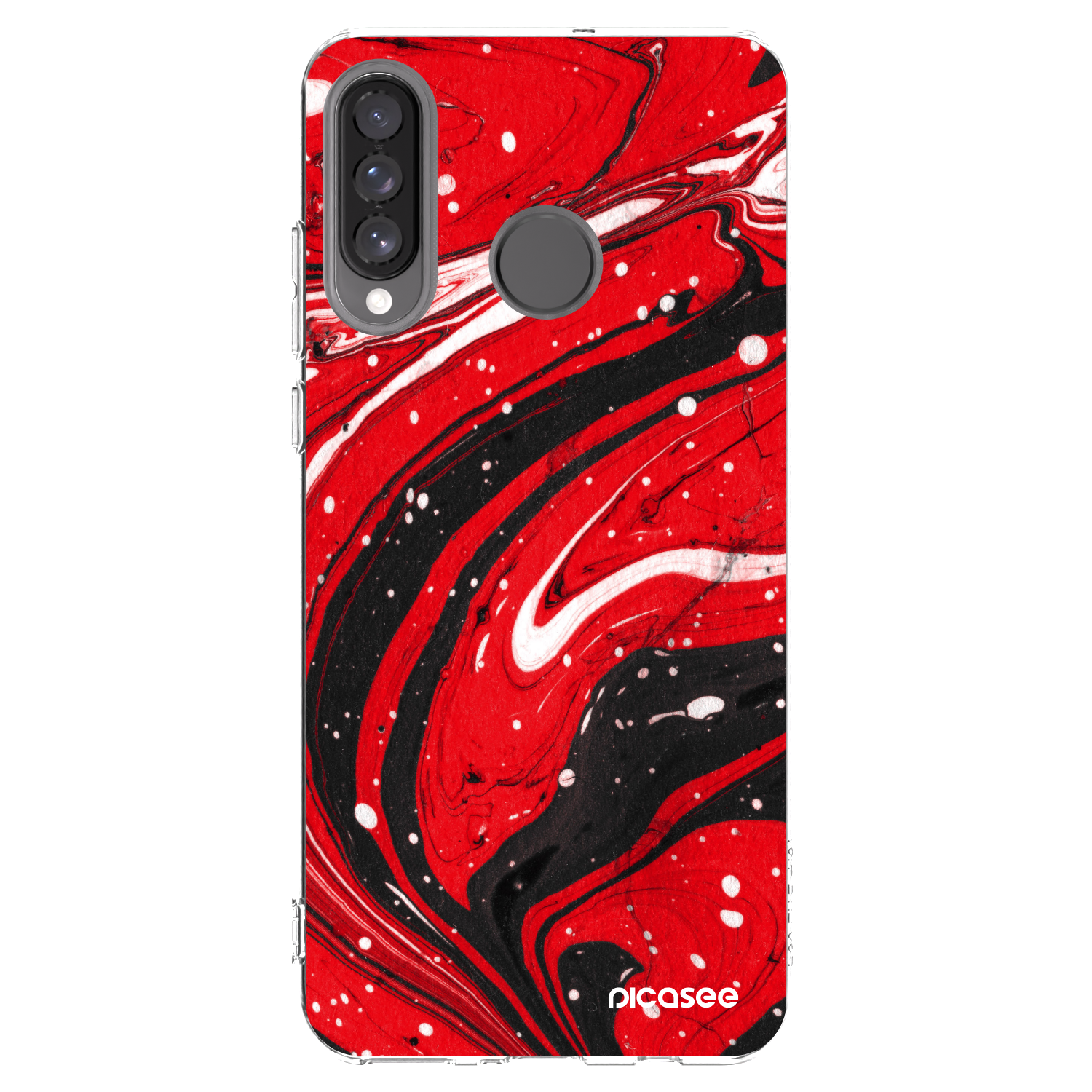 Picasee átlátszó szilikon tok az alábbi mobiltelefonokra Huawei P30 Lite - Red black