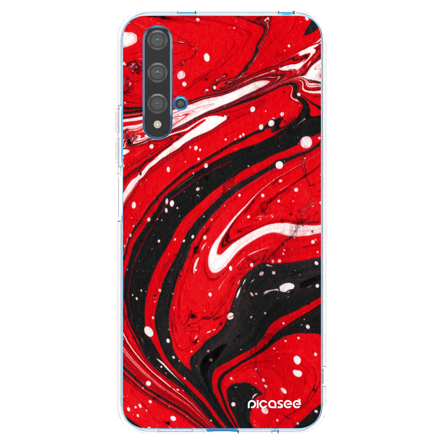 Picasee átlátszó szilikon tok az alábbi mobiltelefonokra Huawei Nova 5T - Red black