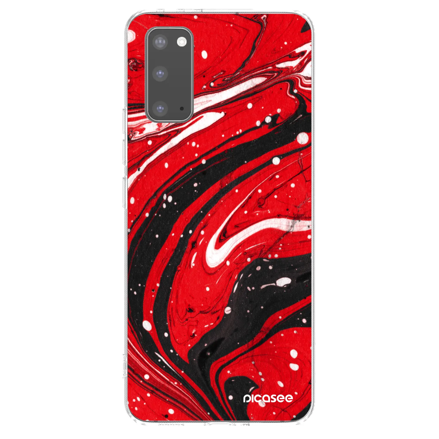 Picasee átlátszó szilikon tok az alábbi mobiltelefonokra Samsung Galaxy S20 G980F - Red black