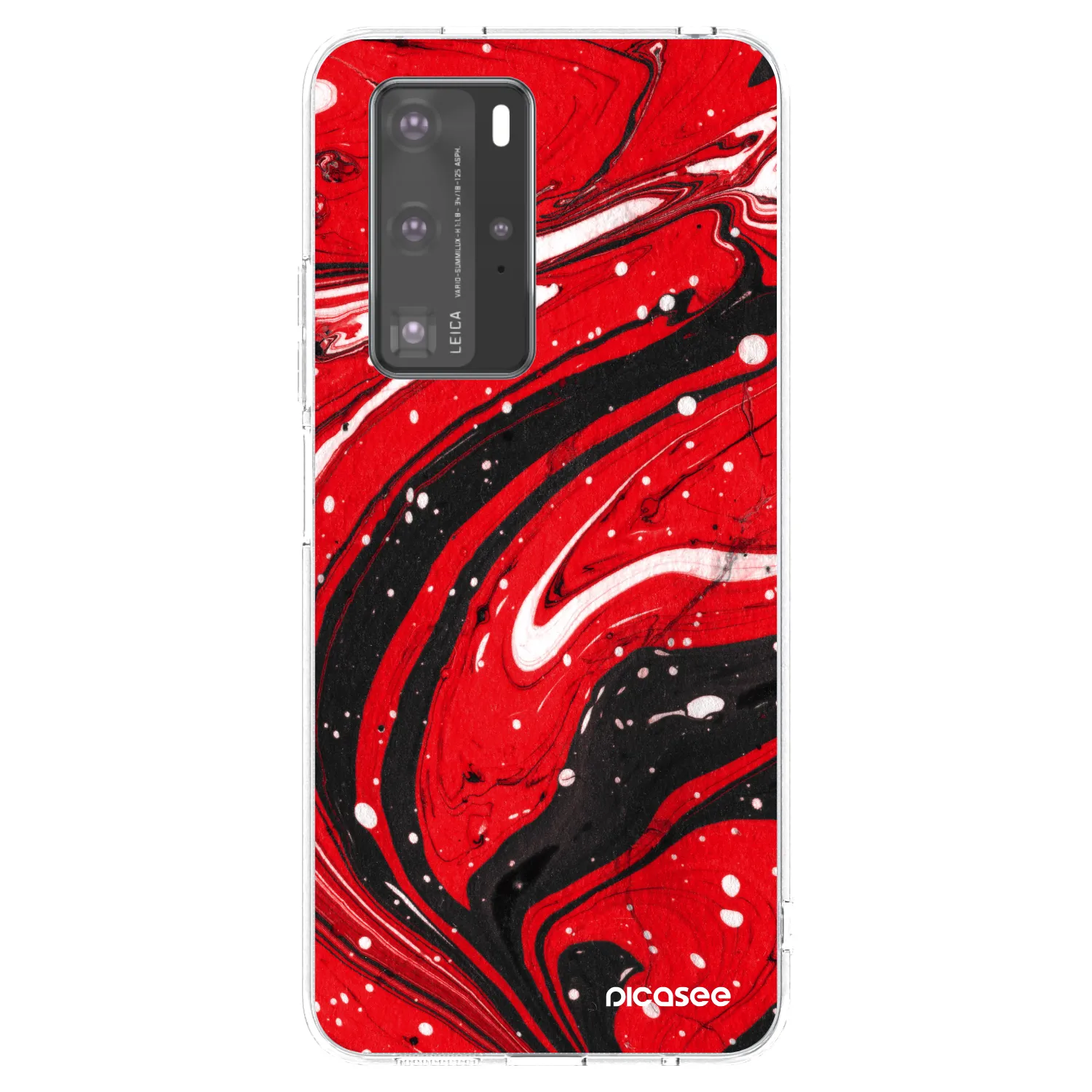 Picasee átlátszó szilikon tok az alábbi mobiltelefonokra Huawei P40 Pro - Red black