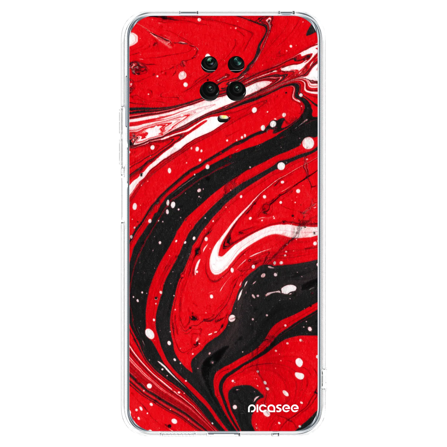 Picasee átlátszó szilikon tok az alábbi mobiltelefonokra Xiaomi Redmi Note 9 Pro - Red black