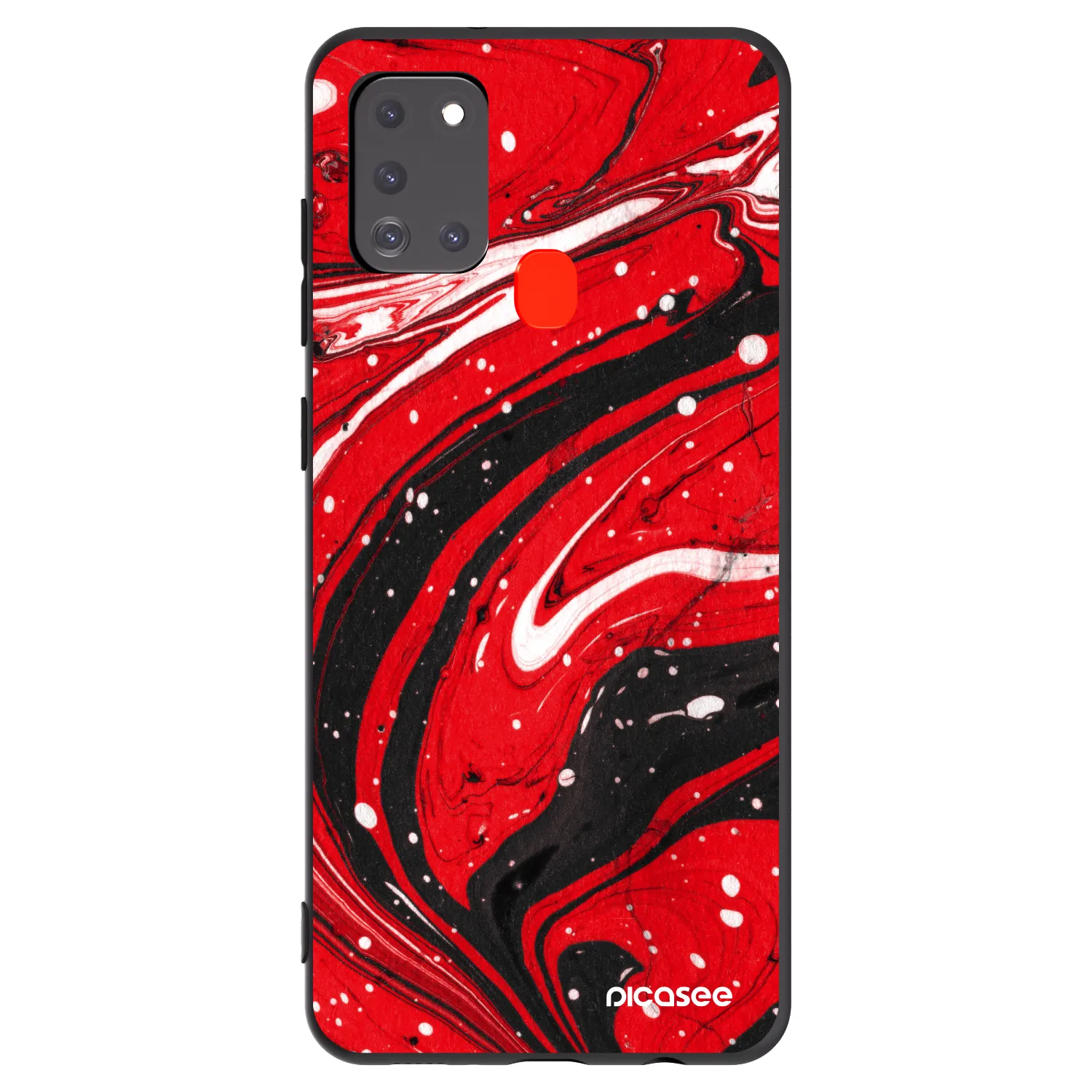 Picasee fekete szilikon tok az alábbi mobiltelefonokra Samsung Galaxy A21s - Red black
