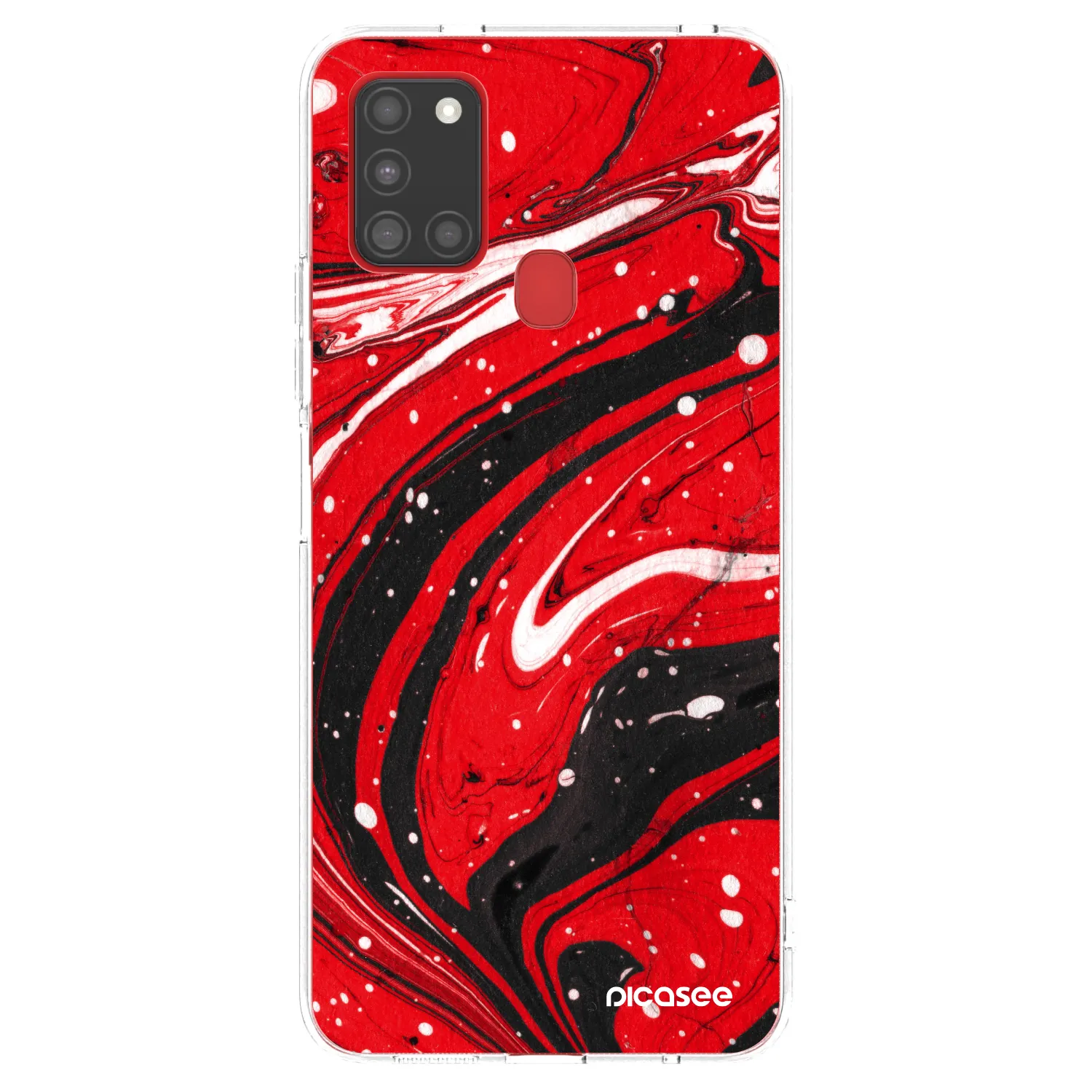 Picasee átlátszó szilikon tok az alábbi mobiltelefonokra Samsung Galaxy A21s - Red black