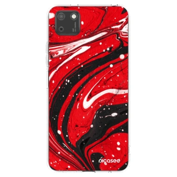 Picasee átlátszó szilikon tok az alábbi mobiltelefonokra Huawei Y5P - Red black