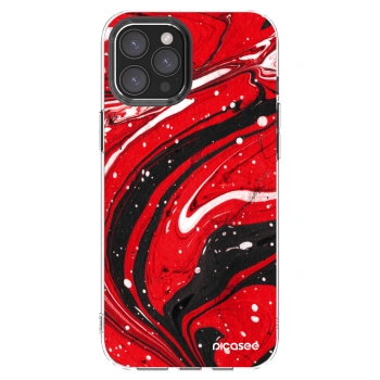 Picasee átlátszó szilikon tok az alábbi mobiltelefonokra Apple iPhone 12 Pro Max - Red black