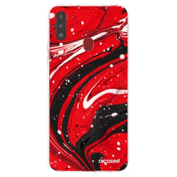 Picasee átlátszó szilikon tok az alábbi mobiltelefonokra Samsung Galaxy A20s - Red black