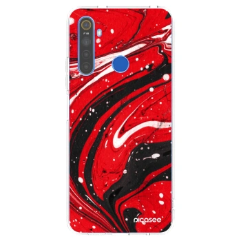 Picasee átlátszó szilikon tok az alábbi mobiltelefonokra Realme 5 - Red black