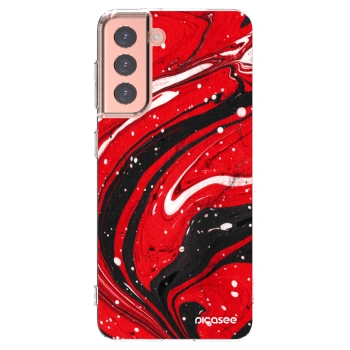 Picasee átlátszó szilikon tok az alábbi mobiltelefonokra Samsung Galaxy S21 5G G991B - Red black