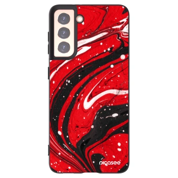 Picasee fekete szilikon tok az alábbi mobiltelefonokra Samsung Galaxy S21 5G G991B - Red black
