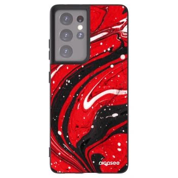Picasee fekete szilikon tok az alábbi mobiltelefonokra Samsung Galaxy S21 Ultra 5G G998B - Red black
