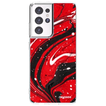 Picasee átlátszó szilikon tok az alábbi mobiltelefonokra Samsung Galaxy S21 Ultra 5G G998B - Red black