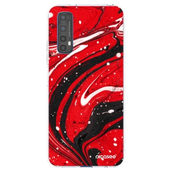 Picasee átlátszó szilikon tok az alábbi mobiltelefonokra Realme 7 - Red black