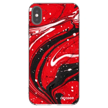 Picasee átlátszó szilikon tok az alábbi mobiltelefonokra Apple iPhone XS Max - Red black