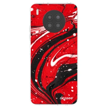 Picasee átlátszó szilikon tok az alábbi mobiltelefonokra Huawei Nova 8i - Red black