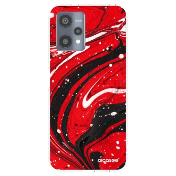 Picasee átlátszó szilikon tok az alábbi mobiltelefonokra Realme 9 Pro 5G - Red black