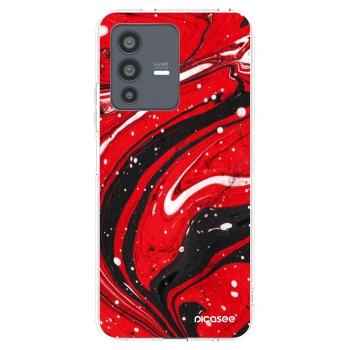 Picasee átlátszó szilikon tok az alábbi mobiltelefonokra Vivo V23 5G - Red black